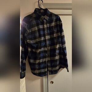 croft & barrow Blue and Gray Plaid Button-Down Shirt